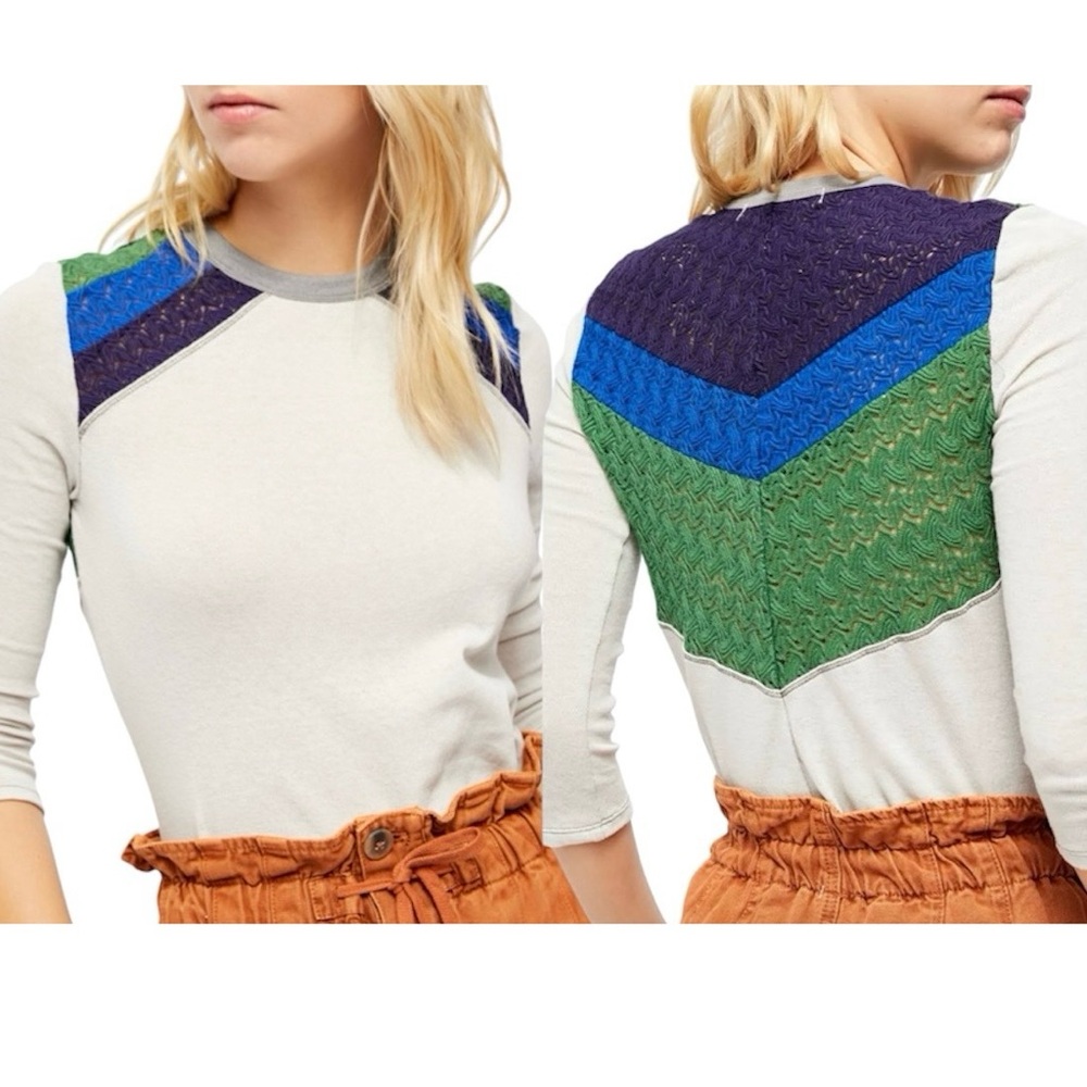 Free People We the Free In Rainbows Top Large NWT